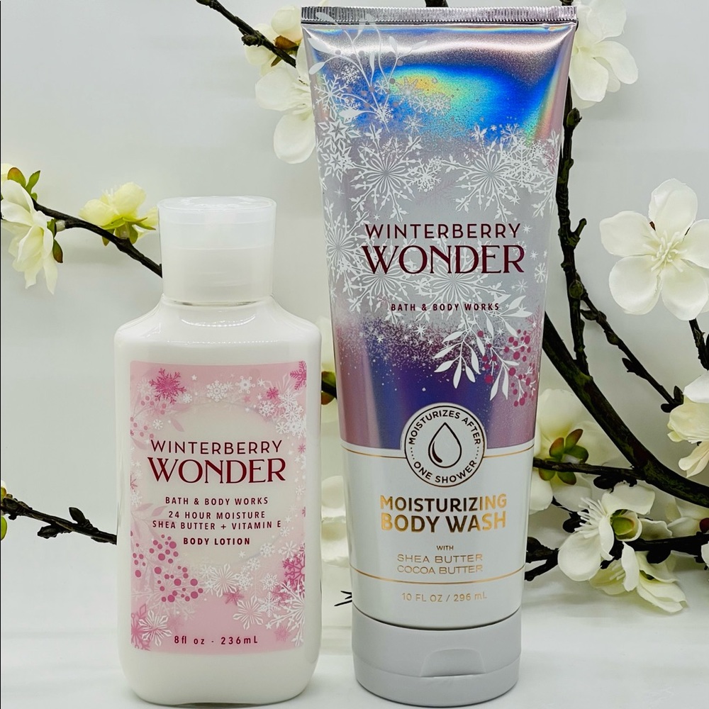 Bath and Body Works Winterberry Wonder Body Wash, Body Lotion 2-Piece Set